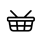 Black outline of a shopping basket on a white background